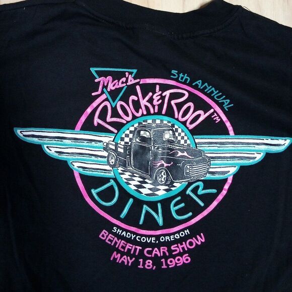 Vintage Mac's Rock & Rod Diner Benefit Car Show '96 T-Shirt - Picture 1 of 5